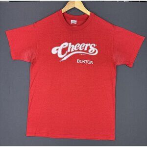 Vintage 1987 Cheers Boston Single Stitch Red Shirt Promo Rare Stedman Large Tee
